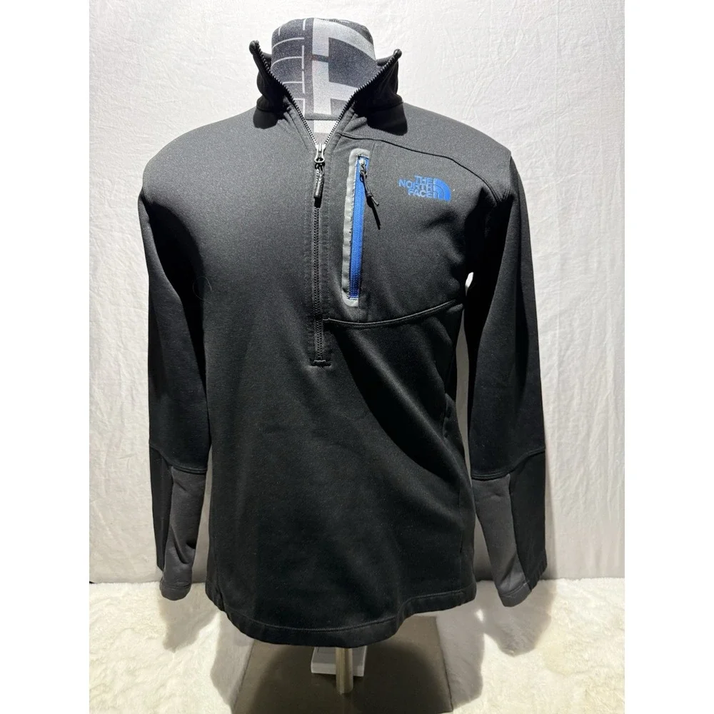 North Face‎ Jersey Track Jacket Pullover Half Zip Material Black System Men'S M